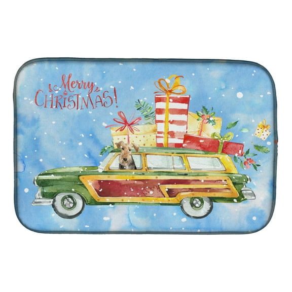 Caroline's Treasures Merry Christmas Welsh Terrier Dish Drying Mat