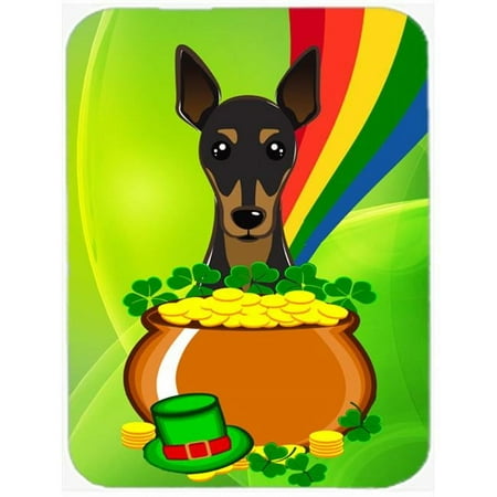 Caroline's Treasures Min Pin St. Patrick's Day Glass Cutting Board Large
