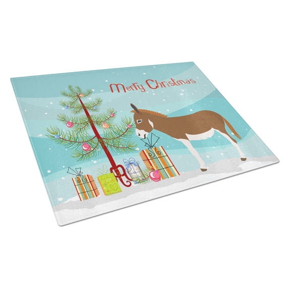 Caroline's Treasures Miniature Mediterranian Donkey Christmas Glass Cutting Board Large