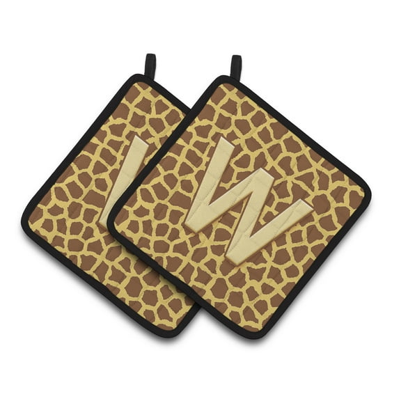 Caroline's Treasures Monogram Initial WGiraffe Pair of Pot Holders
