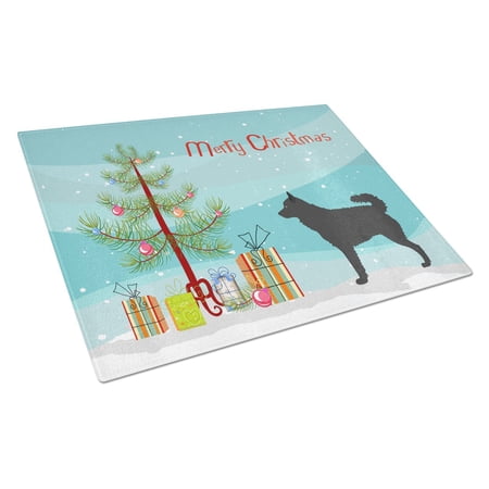 Caroline's Treasures Mudi Christmas Glass Cutting Board Large