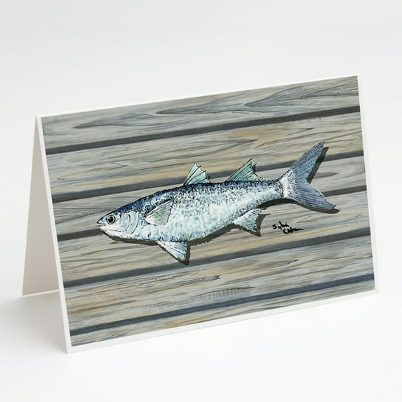 Mullet Fish on Pier Greeting Cards and Envelopes Pack of 8
