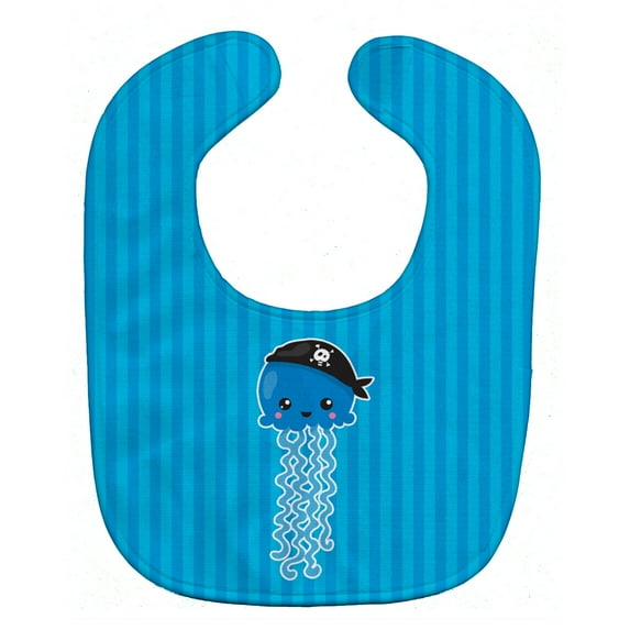 Caroline's Treasures Nautical Baby Bib, Blue Pirate Jellyfish