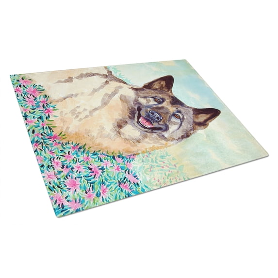 Caroline's Treasures Norwegian Elkhound Glass Cutting Board Large