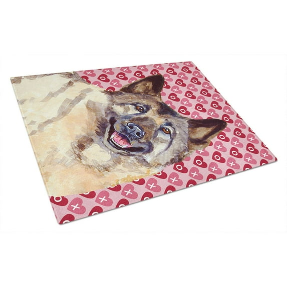 Caroline's Treasures Norwegian Elkhound Hearts Love and Valentine's Day Glass Cutting Board Large
