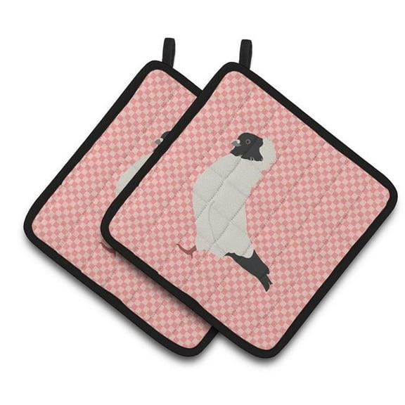 Caroline's Treasures Nun Pigeon Pink Check Pair of Pot Holders