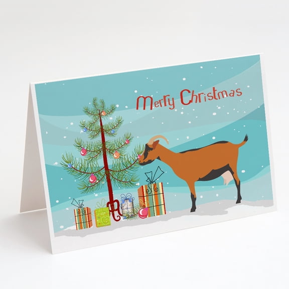 Oberhasli Goat Christmas Greeting Cards and Envelopes Pack of 8