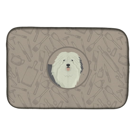 Caroline's Treasures Old English Sheepdog In the Kitchen Dish Drying Mat