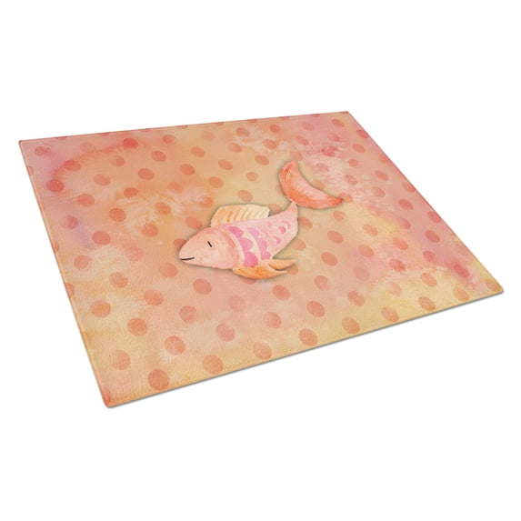 Caroline's Treasures Orange Fish Watercolor Glass Cutting Board Large