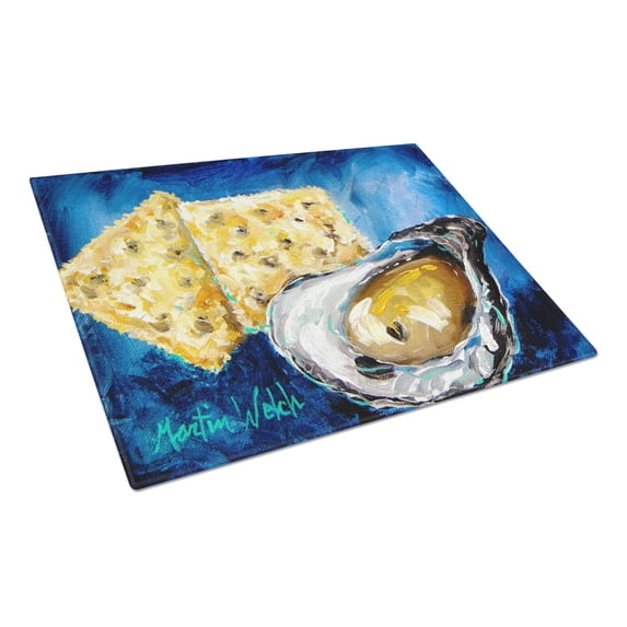 Caroline's Treasures Oysters Two Crackers Glass Cutting Board Large