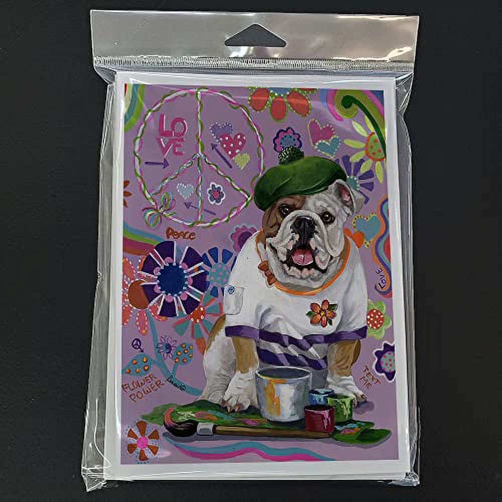 Caroline's Treasures PPP3091GCA7P English Bulldog Flower Power Greeting