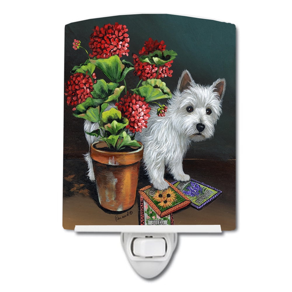 Caroline's Treasures PPP3231CNL Westie Seedlings Ceramic Night Light, 6x4x3", multicolor