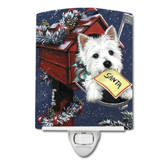 Caroline's Treasures PPP3237CNL Westie Zoe's Christmas List Ceramic Night Light, 6x4x3", multicolor