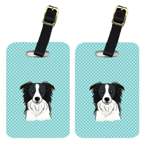 Caroline's Treasures Pair of Checkerboard Blue Border Collie Luggage Tags BB1179BT