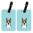 thumbnail image 1 of Caroline's Treasures Pair of Checkerboard Blue Boxer Luggage Tags BB1161BT, 1 of 1