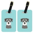thumbnail image 1 of Caroline's Treasures Pair of Checkerboard Blue Schnauzer Luggage Tags BB1144BT, 1 of 1