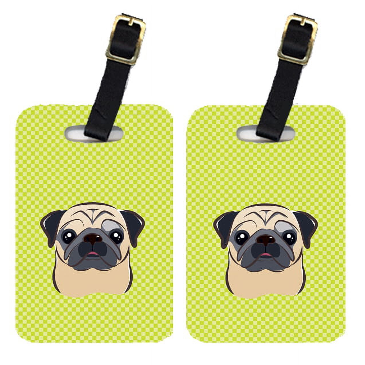 Pair Of Checkerboard Lime Green Fawn Pug Luggage Tags Walmart