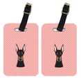thumbnail image 1 of Caroline's Treasures Pair of Checkerboard Pink Doberman Luggage Tags BB1245BT, 1 of 1