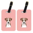thumbnail image 1 of Caroline's Treasures Pair of Checkerboard Pink Jack Russell Terrier Luggage Tags BB1202BT, 1 of 1