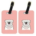 thumbnail image 1 of Caroline's Treasures Pair of Checkerboard Pink White English Bulldog Luggage Tags BB1220BT, 1 of 1