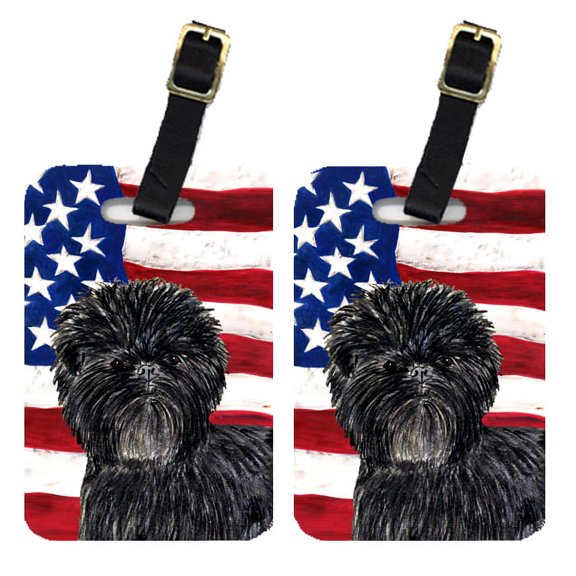 Caroline's Treasures Pair of USA American Flag with Affenpinscher Luggage Tags SS4038BT