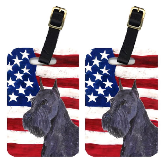 Caroline's Treasures Pair of USA American Flag with Schnauzer Luggage Tags SS4007BT