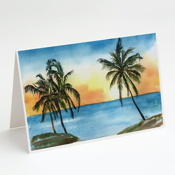 Palm Tree Beach Scene Greeting Cards and Envelopes Pack of 8