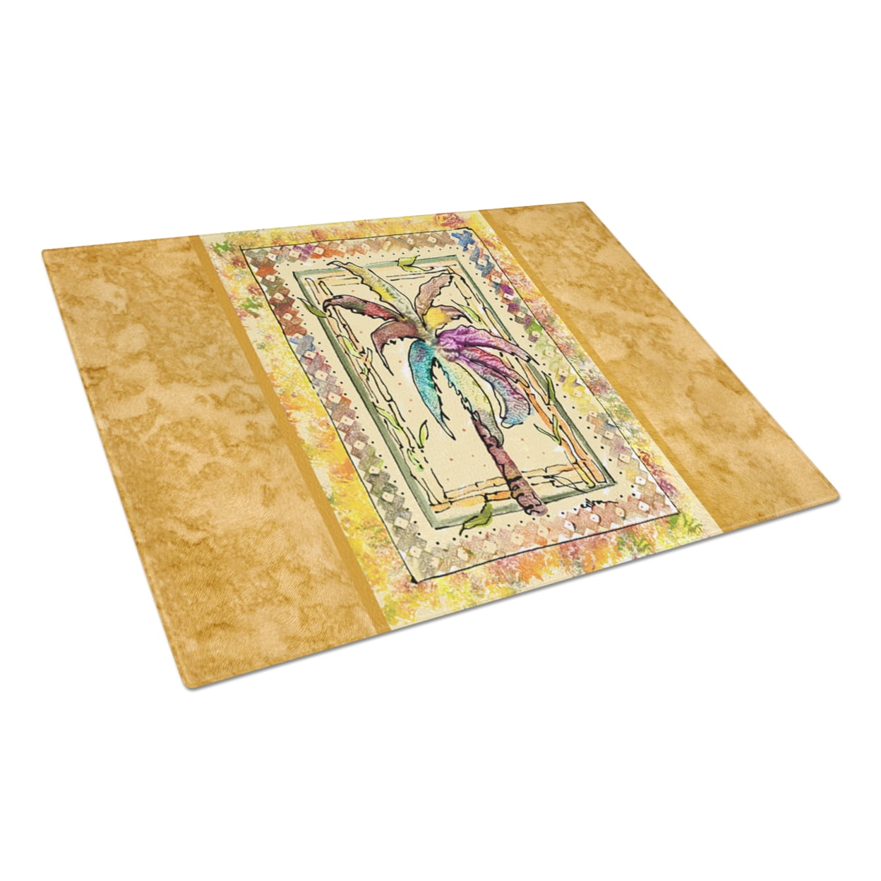 Caroline's Treasures Palm Tree Glass Cutting Board Large
