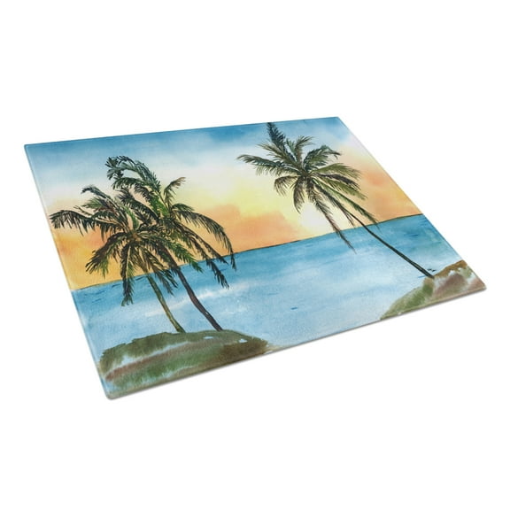Caroline's Treasures Palm Tree Glass Cutting Board Large
