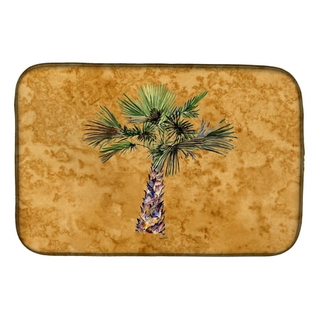 Palm Tree on Gold Dish Drying Mat