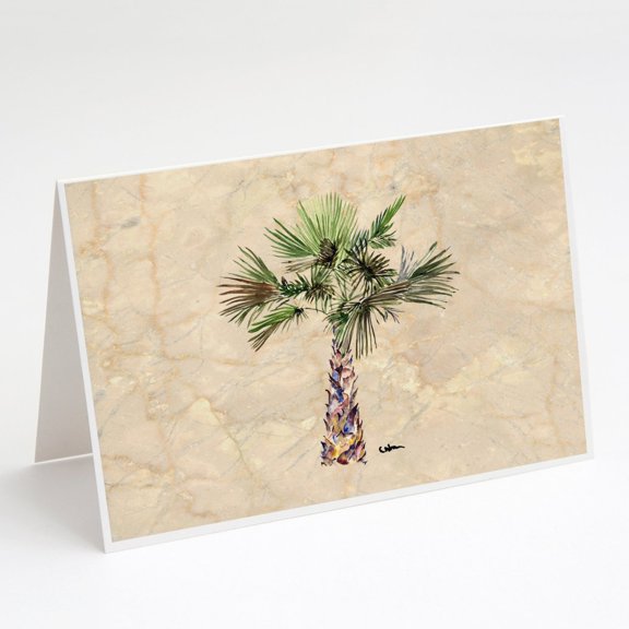 Palm Tree on Marble Background Greeting Cards and Envelopes Pack of 8
