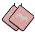 thumbnail image 1 of Caroline's Treasures Paso Fino Horse Pink Check Pair of Pot Holders, 1 of 3