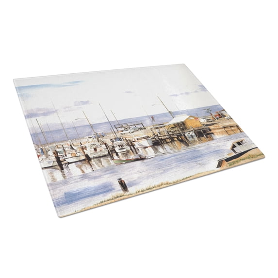 Caroline's Treasures Pass Bait Shop Glass Cutting Board Large