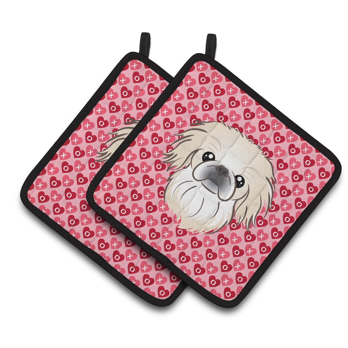 Caroline's Treasures Pekingese Hearts Pair of Pot Holders
