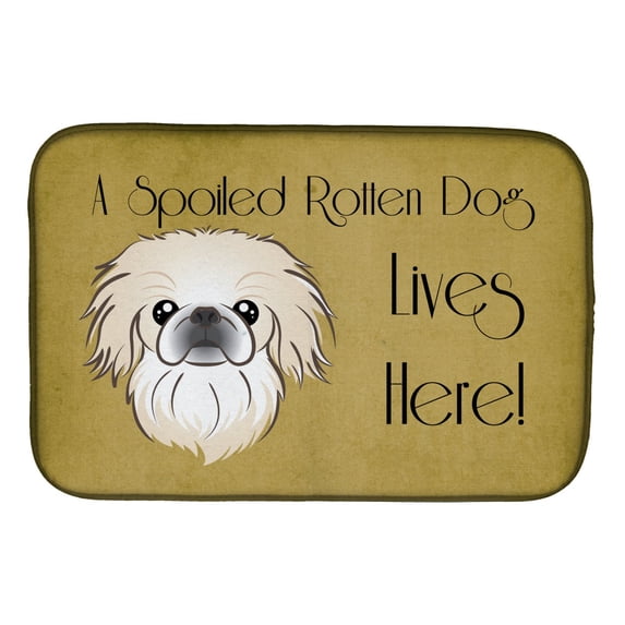 Caroline's Treasures Pekingese Spoiled Dog Lives Here Dish Drying Mat