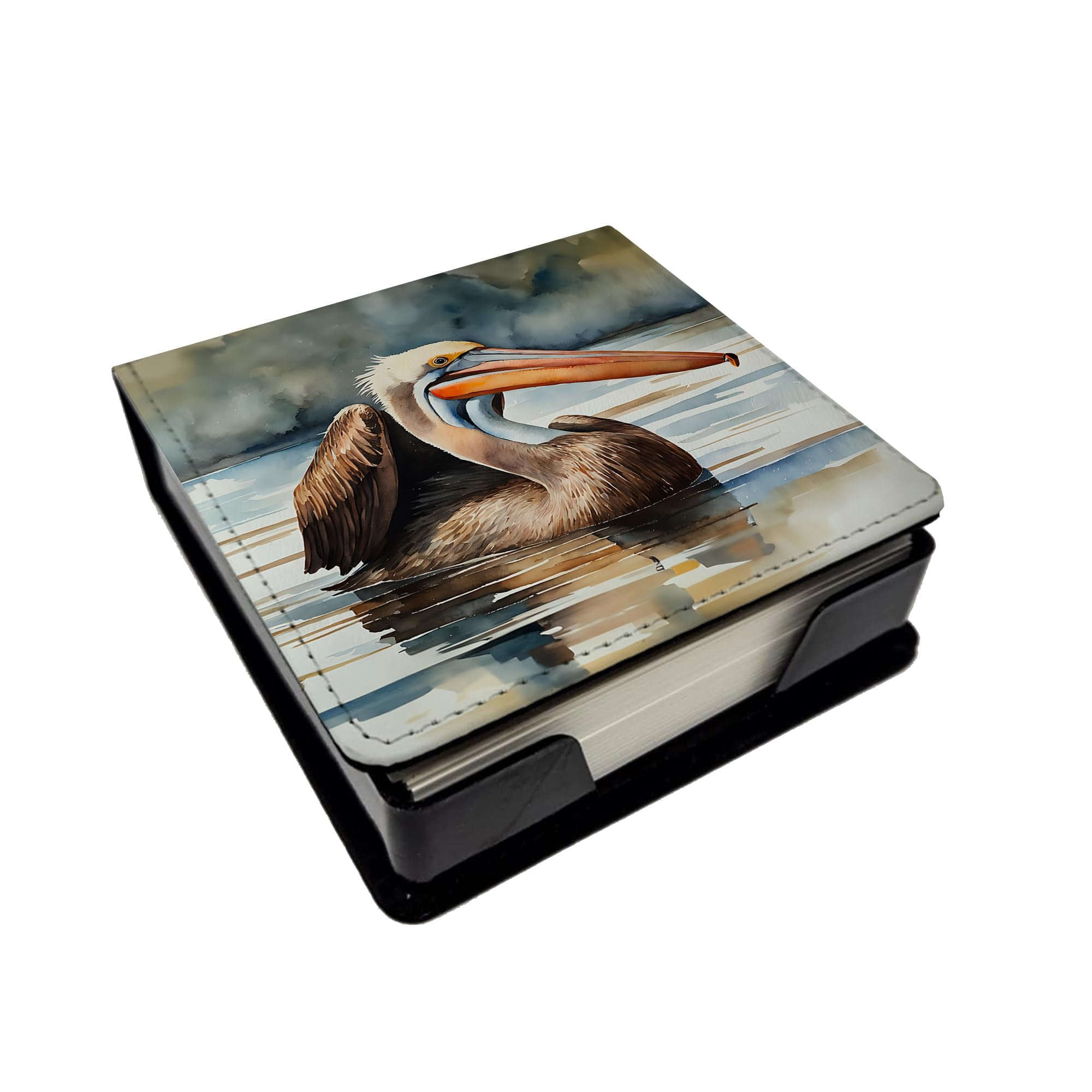 Caroline's Treasures Pelican PU Leather Note Paper Holder with Artist-Designed Cover, Desk Accessory, Office Gift