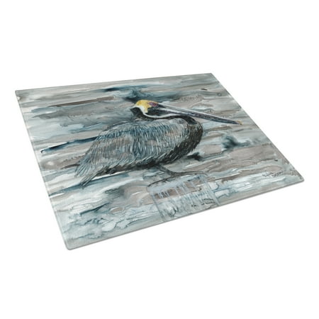 Caroline's Treasures Pelican in Grey Glass Cutting Board Large
