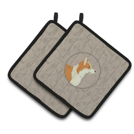 Pembroke Corgi In the Kitchen Pair of Pot Holders