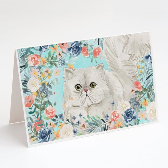 Caroline's Treasures Persian Spring Flowers Greeting Cards with Envelopes, 5" x 7" (8 Count)