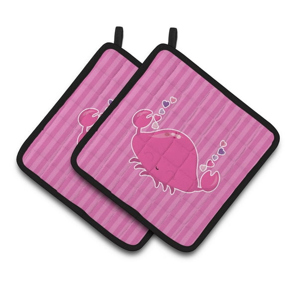 Caroline's Treasures Pink Crab Pair of Pot Holders