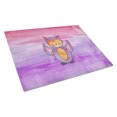 thumbnail image 1 of Caroline's Treasures Pink and Purple Owl Watercolor Glass Cutting Board Large, 1 of 2