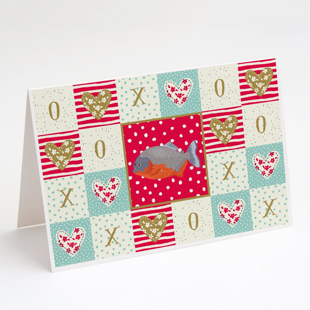 Piranha Love Greeting Cards and Envelopes Pack of 8