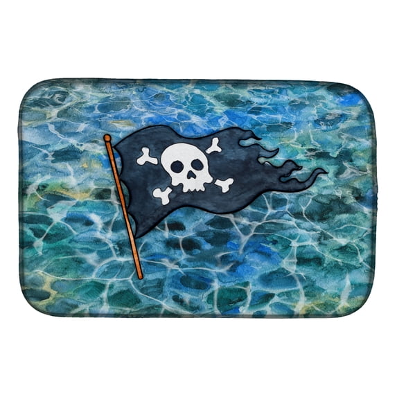 Caroline's Treasures Pirate Flag Dish Drying Mat