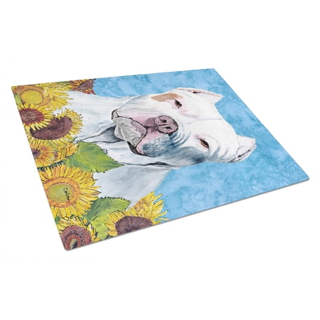 Caroline's Treasures Pit Bull Glass Cutting Board Large