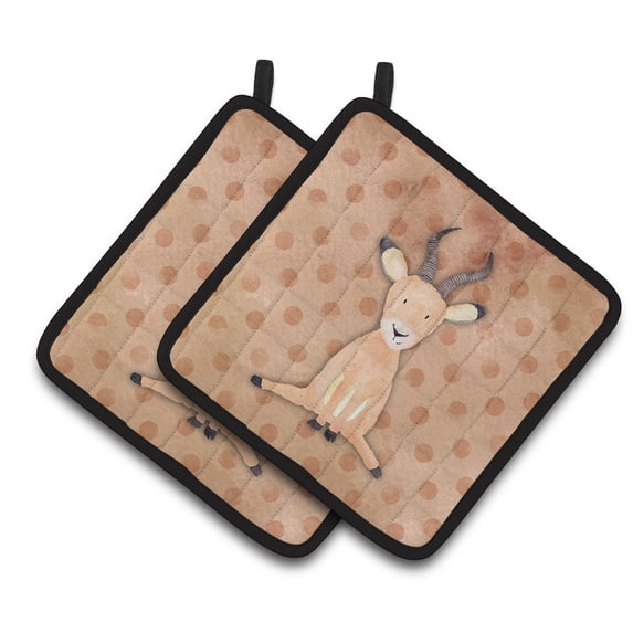 Caroline's Treasures Polkadot Antelope Watercolor Pair of Pot Holders