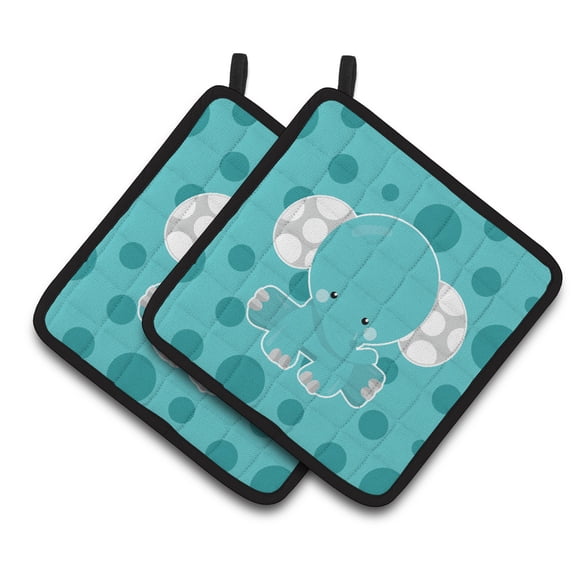 Caroline's Treasures Polkadot Elephant Pair of Pot Holders