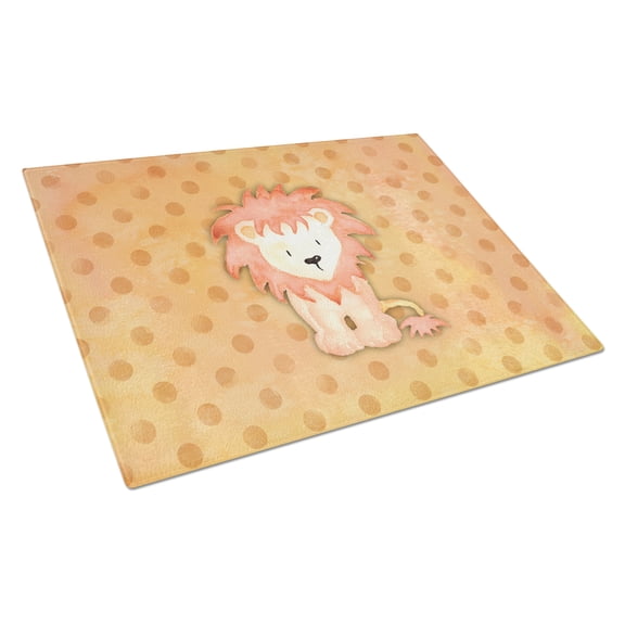 Caroline's Treasures Polkadot Lion Watercolor Glass Cutting Board Large