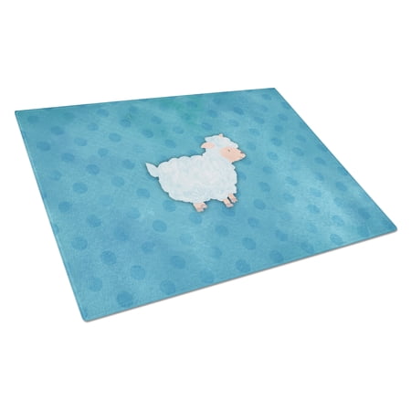Caroline's Treasures Polkadot Sheep Lamb Watercolor Glass Cutting Board Large