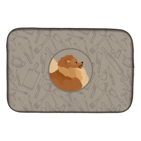 Caroline's Treasures Pomeranian In the Kitchen Dish Drying Mat