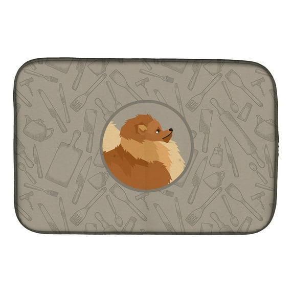 Caroline's Treasures Pomeranian In the Kitchen Dish Drying Mat